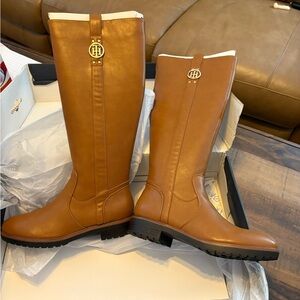 Tommy Hilfiger Brown Leather Knee-High Boots